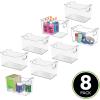 imagemDesign Deep Plastic Storage Organizer Bin Craft Room Organization for Classroom Studio Shelves and Closet  Storage for Sewing Art Supplies Yarn and Tools  Ligne Collection  8 Pack  Clear