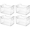 imagemDesign Deep Plastic Storage Organizer Bin Craft Room Organization for Classroom Studio Shelves and Closet  Storage for Sewing Art Supplies Yarn and Tools  Ligne Collection  4 Pack  Clear