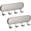 imagemDesign Metal Peel and Stick Adhesive 4 Hook Storage Rack  Wall Mount Organizer for Entryway Mudroom Hallway Kitchen Office  Holds CarHouse Keys Leashes  2 Pack  Brushed Stainless Steel