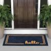 imagemDesign Rectangular Coir and Rubber Entryway Welcome Doormat with Natural Fibers for Indoor or Outdoor Use  Decorative Script Hello Double Border Design  36quot x 22quot  NaturalNavyNavy Border Hello