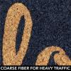 imagemDesign Rectangular Coir and Rubber Entryway Welcome Doormat with Natural Fibers for Indoor or Outdoor Use  Decorative Script Hello Double Border Design  36quot x 22quot  NaturalNavyNavy Border Hello