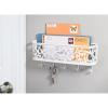 imagemDesign Wall Mount Metal Entryway Storage Organizer Mail Sorter Basket with 5 Hooks  Letter Magazine Coat Leash and Key Holder for Entryway Mudroom Hallway Kitchen Office  SatinMatte White