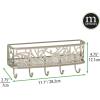 imagemDesign Wall Mount Metal Entryway Storage Organizer Mail Sorter Basket with 5 Hooks  Letter Magazine Coat Leash and Key Holder for Entryway Mudroom Hallway Kitchen Office  SatinSatin