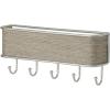 imagemDesign Wall Mount Metal Mail Organizer Storage Basket  5 Hooks  for Entryway Mudroom Hallway Kitchen Office  Holds Letters Magazines Coats Keys  SatinGray Wood Finish