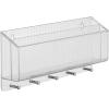 imagemDesign Wall Mount Plastic Divided Mail Organizer Storage Basket  2 Sections 5 Metal Peg Hooks  for Entryway Mudroom Hallway Kitchen Office  Holds Letters Magazines Coats Keys  Clear