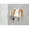 imagemDesign Wall Mount Plastic Divided Mail Organizer Storage Basket  2 Sections 5 Metal Peg Hooks  for Entryway Mudroom Hallway Kitchen Office  Holds Letters Magazines Coats Keys  Clear