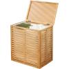 imagemDesign Bamboo Wood Foldable Laundry Basket Storage Organizer wRemovable Fabric Liner Lid Collapsible Laundry Hamper for Laundry Room Bathroom Bedroom Holds Clothes  Echo Collection  NaturalNatural
