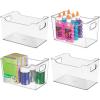 imagemDesign Deep Plastic Storage Organizer Bin Craft Room Organization for Classroom Studio Shelves and Closet Storage for Sewing Art Supplies Yarn and Tools Ligne Collection 4 Pack Clear
