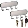 imagemDesign Metal Peel and Stick Adhesive 4 Hook Storage Rack Wall Mount Organizer for Entryway Mudroom Hallway Kitchen Office Holds CarHouse Keys Leashes 2 Pack Brushed Stainless Steel