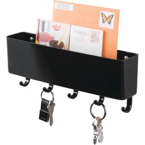 imagemDesign Mail Letter Holder Key Rack Organizer for Entryway Kitchen  Wall Mount Black