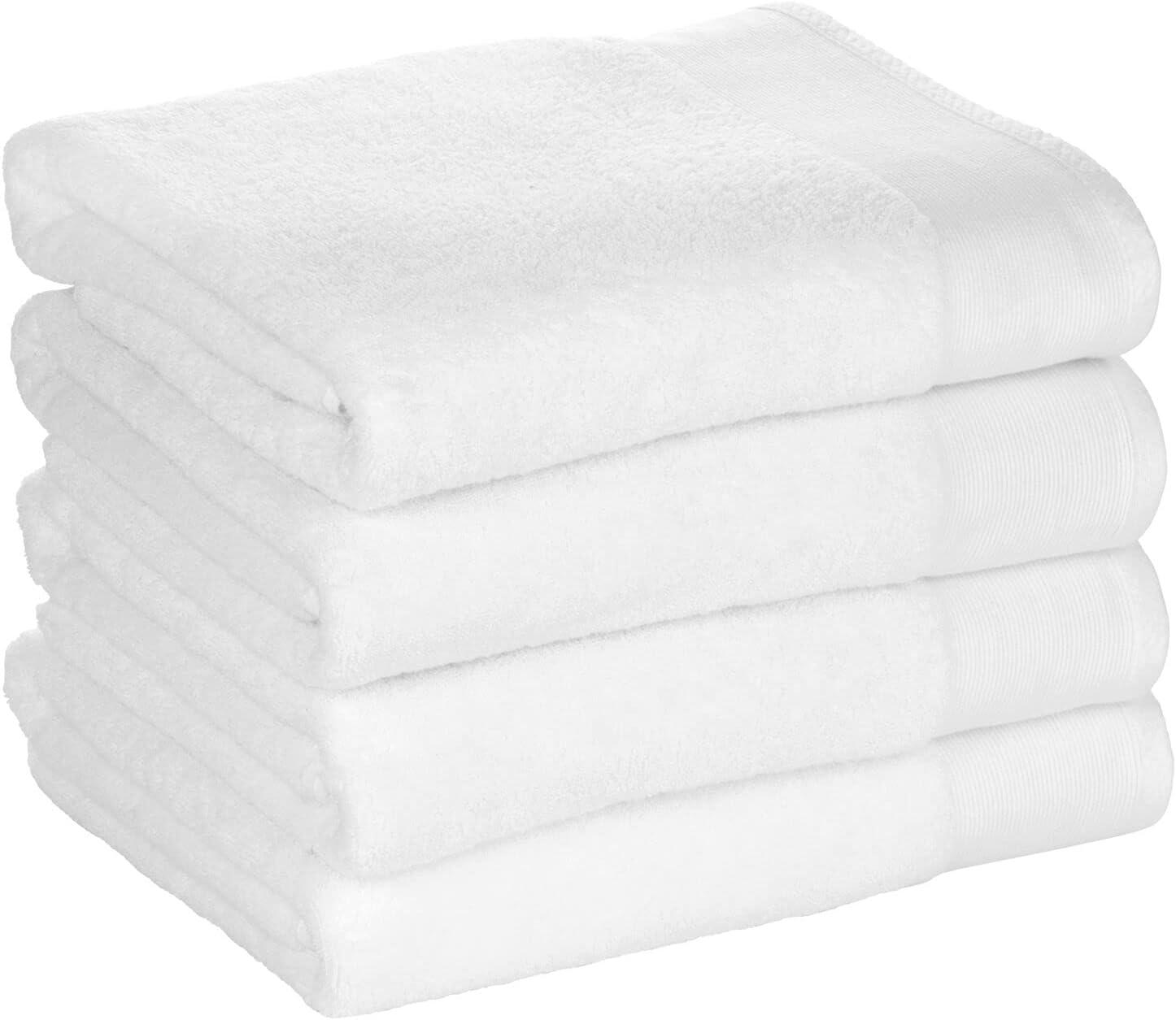 imageNate Home by Nate Berkus 100 Cotton Terry 4Piece Bath Towel Set  608 GSM Ultra Soft Thick and Absorbent Towels for Bathroom from mDesign  Set of 4 Snow White