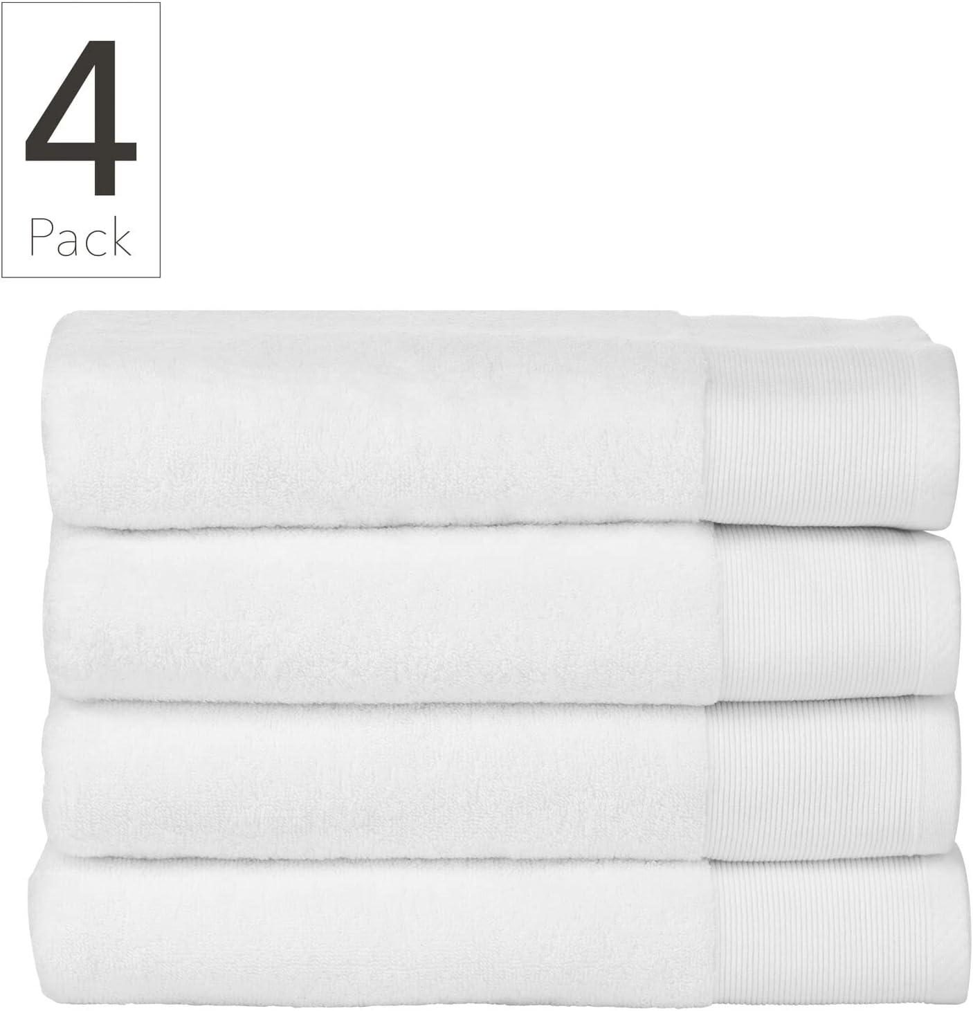 imageNate Home by Nate Berkus 100 Cotton Terry 4Piece Bath Towel Set  608 GSM Ultra Soft Thick and Absorbent Towels for Bathroom from mDesign  Set of 4 Snow White