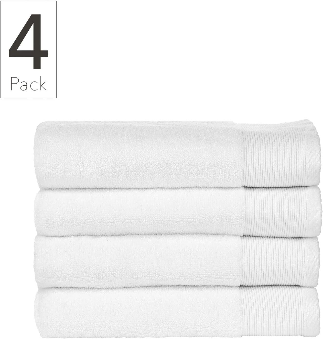 imageNate Home by Nate Berkus 100 Cotton Terry 4Piece Hand Towel Set  608 GSM Ultra Soft Thick and Absorbent Towels for Bathroom from mDesign  Set of 4 Snow White