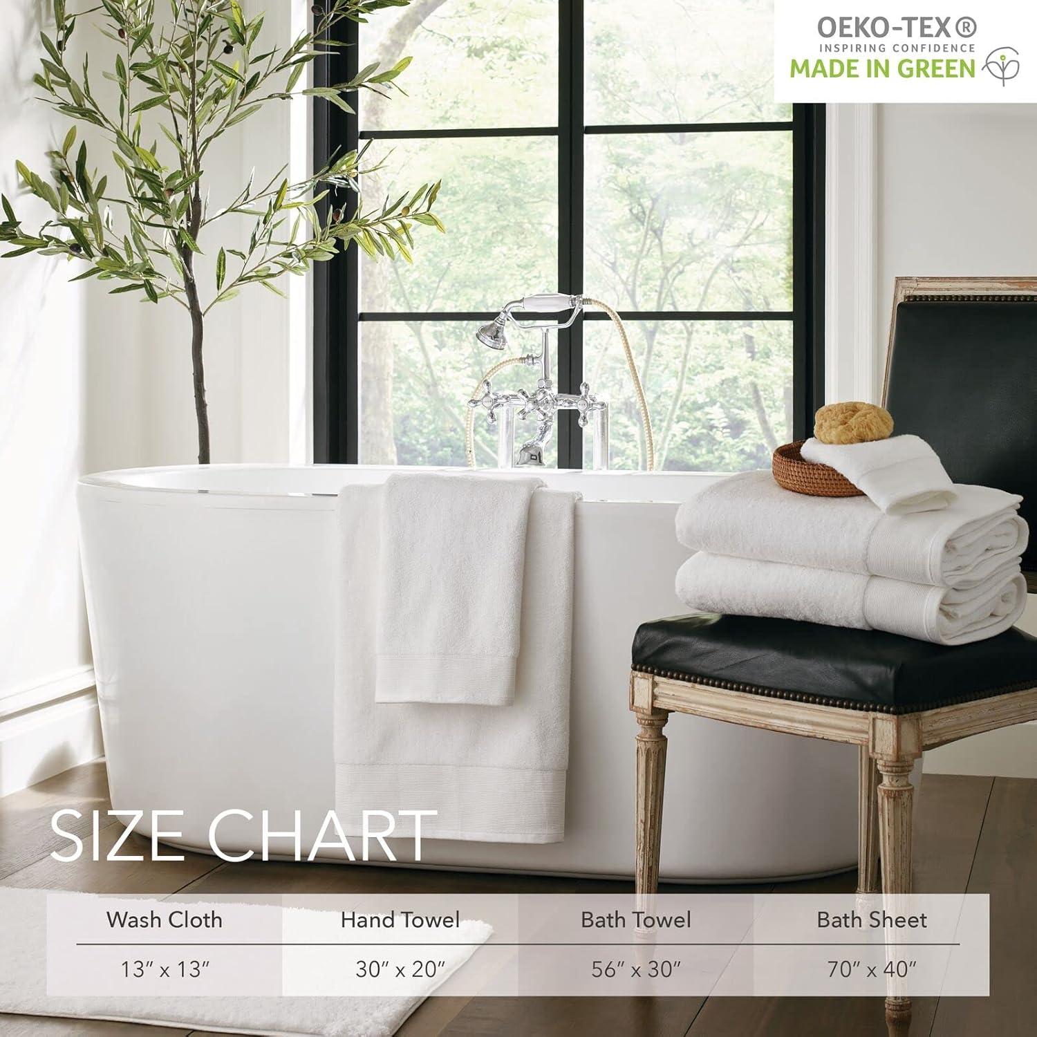 imageNate Home by Nate Berkus 100 Cotton Terry 4Piece Hand Towel Set  608 GSM Ultra Soft Thick and Absorbent Towels for Bathroom from mDesign  Set of 4 Snow White