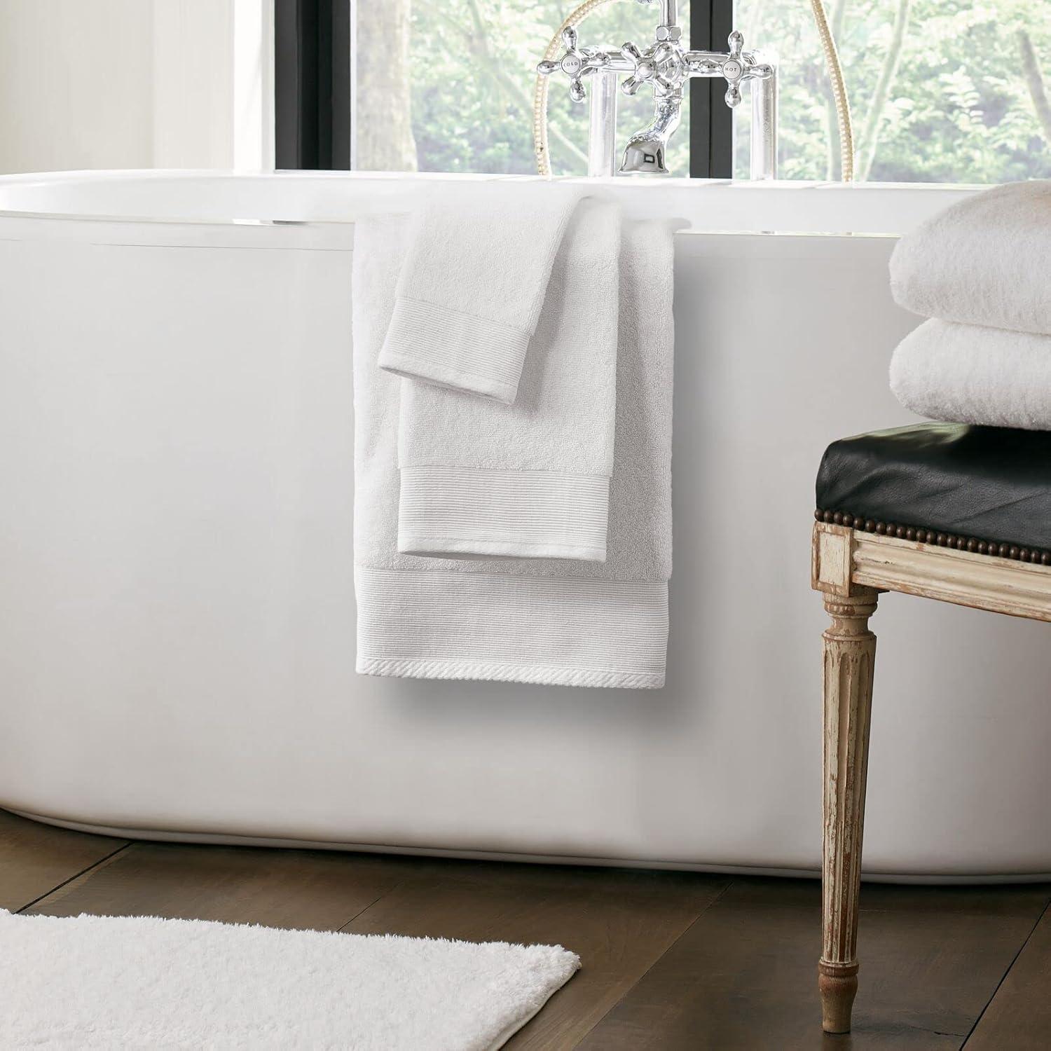 imageNate Home by Nate Berkus 100 Cotton Terry 4Piece Hand Towel Set  608 GSM Ultra Soft Thick and Absorbent Towels for Bathroom from mDesign  Set of 4 Snow White