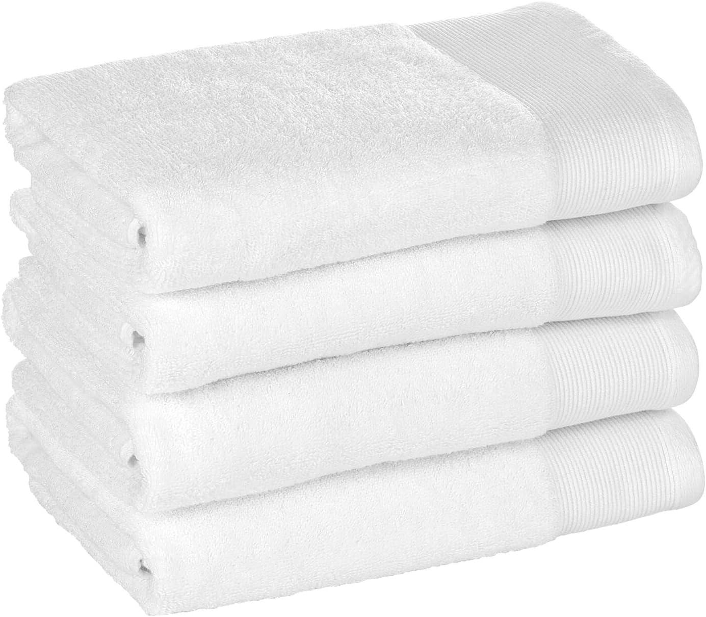 imageNate Home by Nate Berkus 100 Cotton Terry 4Piece Hand Towel Set  608 GSM Ultra Soft Thick and Absorbent Towels for Bathroom from mDesign  Set of 4 Snow White