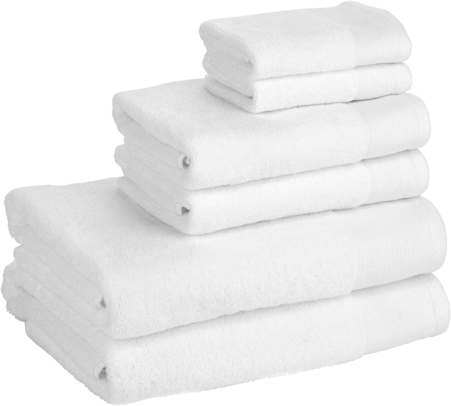 imageNate Home by Nate Berkus 100 Cotton Terry 6Piece Bath Towel Set  2 Bath Towels Hand Towels and Washcloths 608 GSM Ultra Soft Absorbent for Bathroom from mDesign  Set6 Snow White