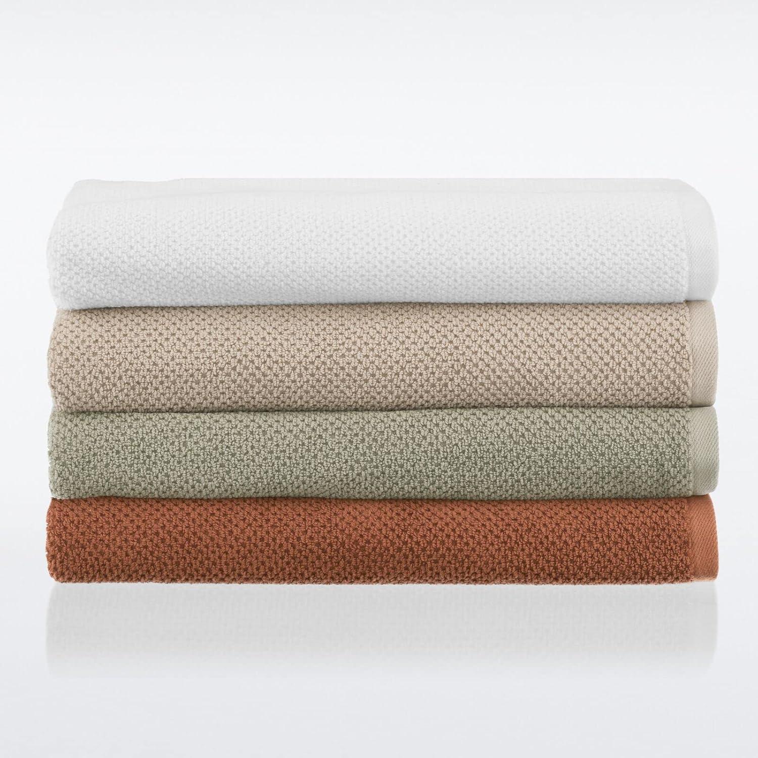 imageNate Home by Nate Berkus 100 Cotton Textured Rice Weave 6Piece Towel Set  2 Bath Towels Hand Towels and Washcloths Soft and Absorbent for Bathroom from mDesign  Set of 6 Fossil Beige
