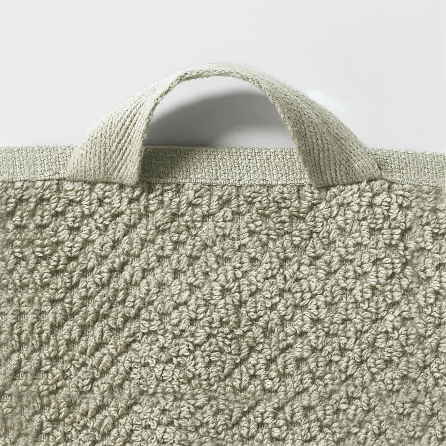imageNate Home by Nate Berkus 100 Cotton Textured Rice Weave Bath Towel Set of 4  Soft and Absorbent Solid Bathroom Towels from mDesign  Set of 4 Lichen Sage Green