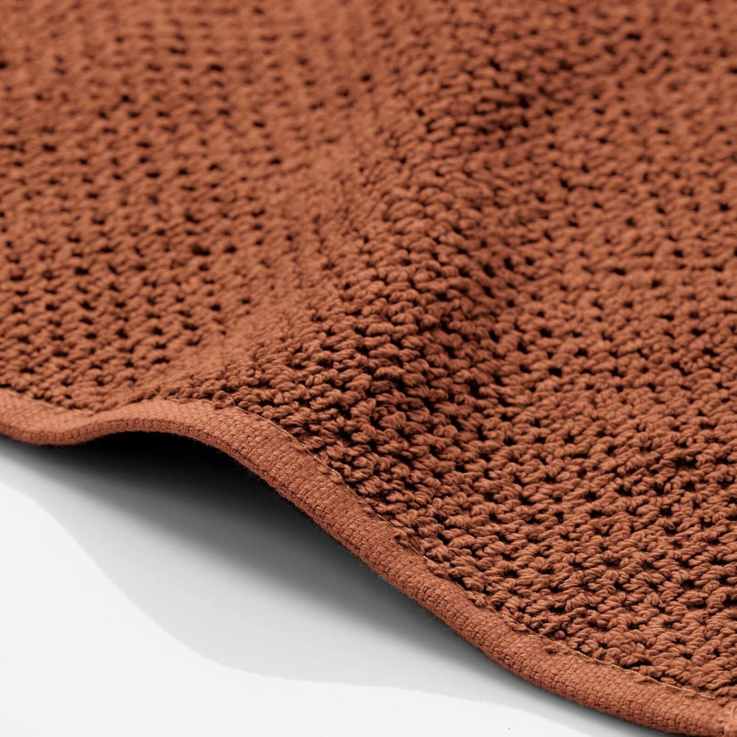 imageNate Home by Nate Berkus 100 Cotton Textured Rice Weave Bath Towel Set of 4  Soft and Absorbent Solid Bathroom Towels from mDesign  Set of 4 Sienna Brown