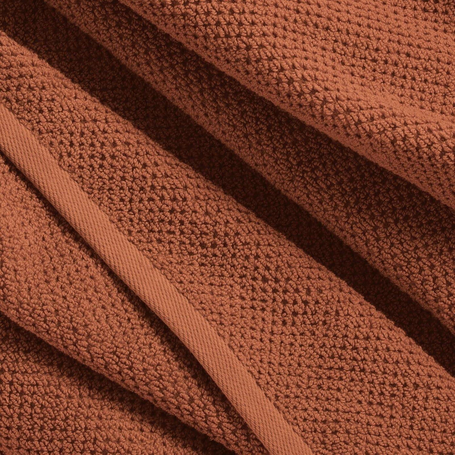 imageNate Home by Nate Berkus 100 Cotton Textured Rice Weave Bath Towel Set of 4  Soft and Absorbent Solid Bathroom Towels from mDesign  Set of 4 Sienna Brown