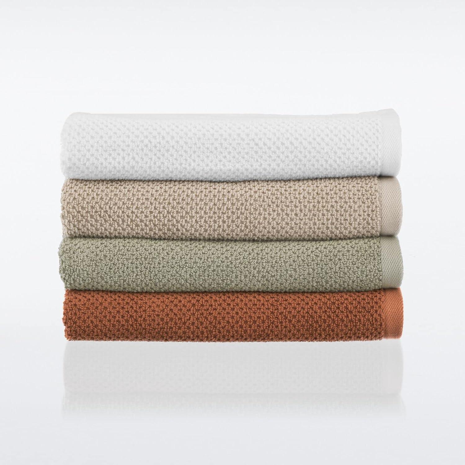imageNate Home by Nate Berkus 100 Cotton Textured Rice Weave Hand Towel Set of 4  Soft and Absorbent Solid Bathroom Towels from mDesign  Set of 4 Sienna Brown