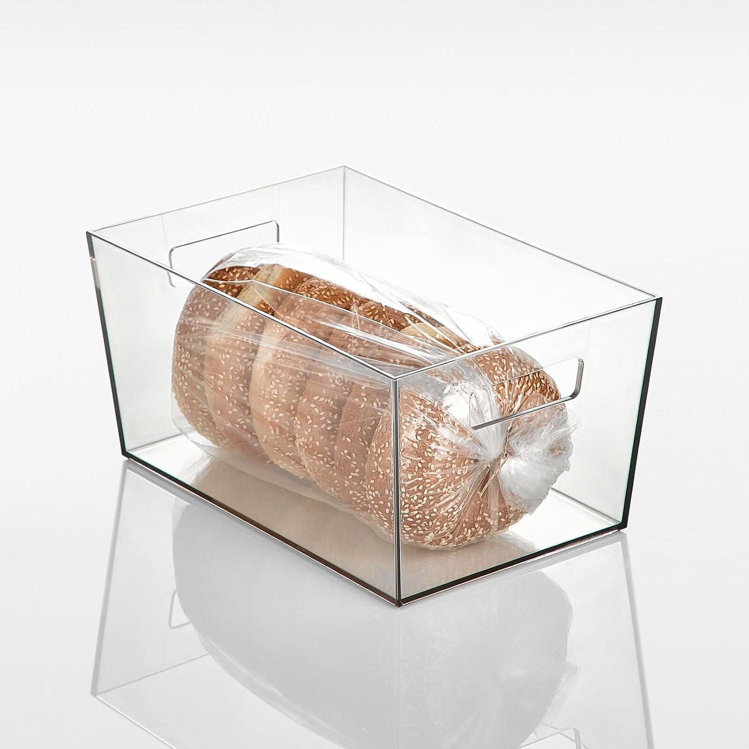 imageNate Home by Nate Berkus Plastic Bin with Handles  for Pantry Organization Perfect Organizer for Kitchen Storage or Fridge from mDesign  Set of 2 Clear