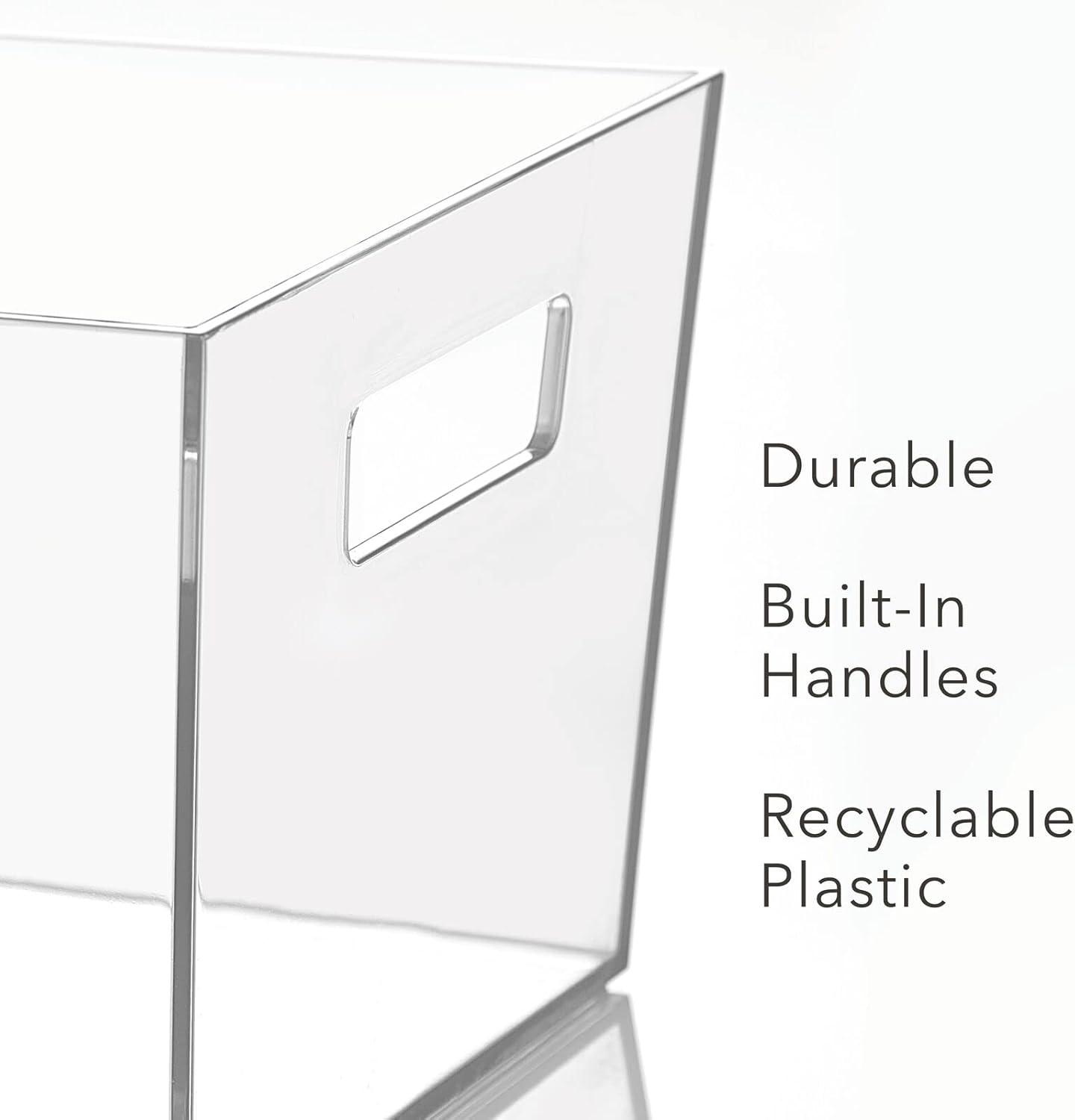 imageNate Home by Nate Berkus Plastic Bin with Handles  for Pantry Organization Perfect Organizer for Kitchen Storage or Fridge from mDesign  Set of 2 Clear