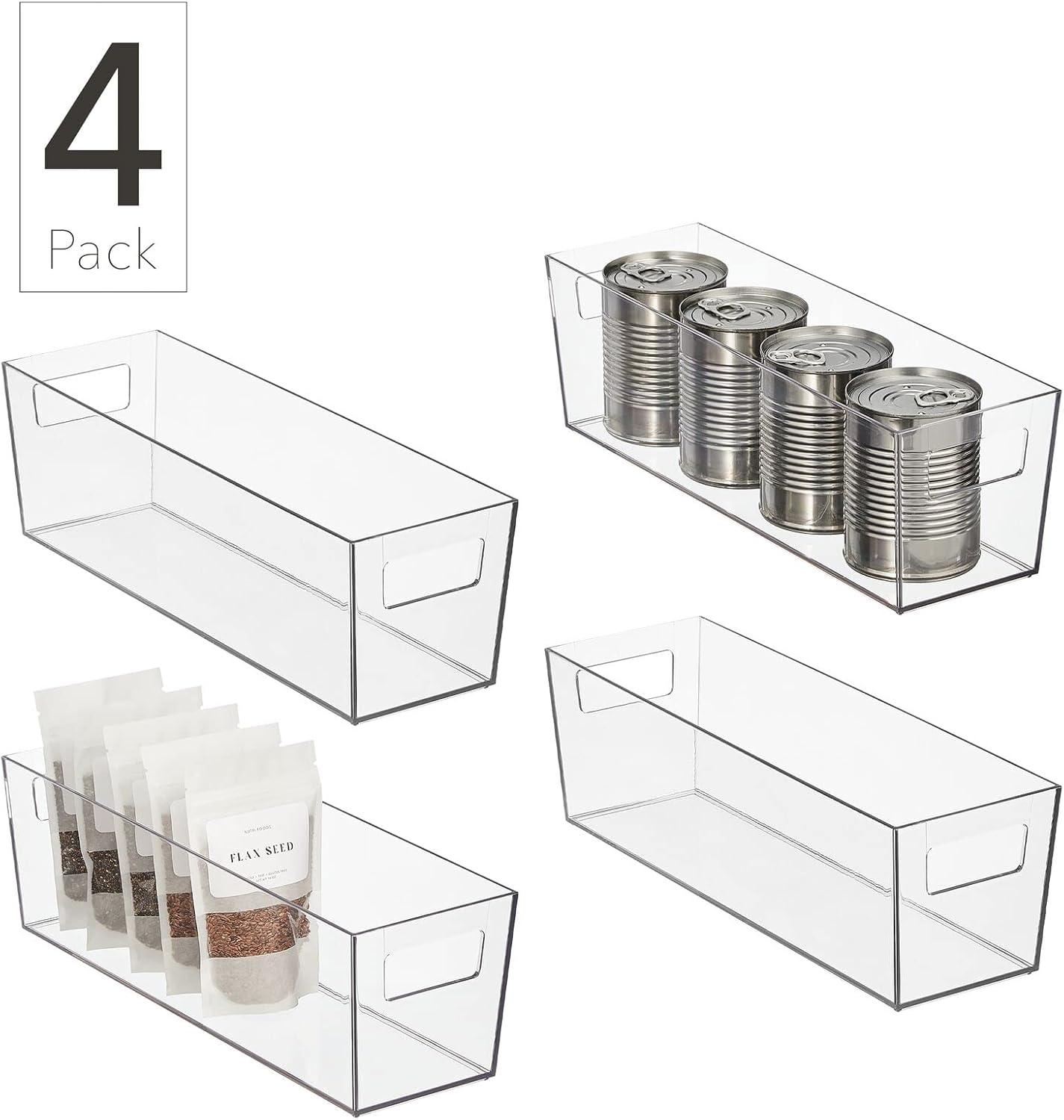 imageNate Home by Nate Berkus Slim Plastic Bin with Handles  Perfect Organizer for Kitchen Storage or Fridge and Pantry Organization from mDesign  Set of 4 Clear
