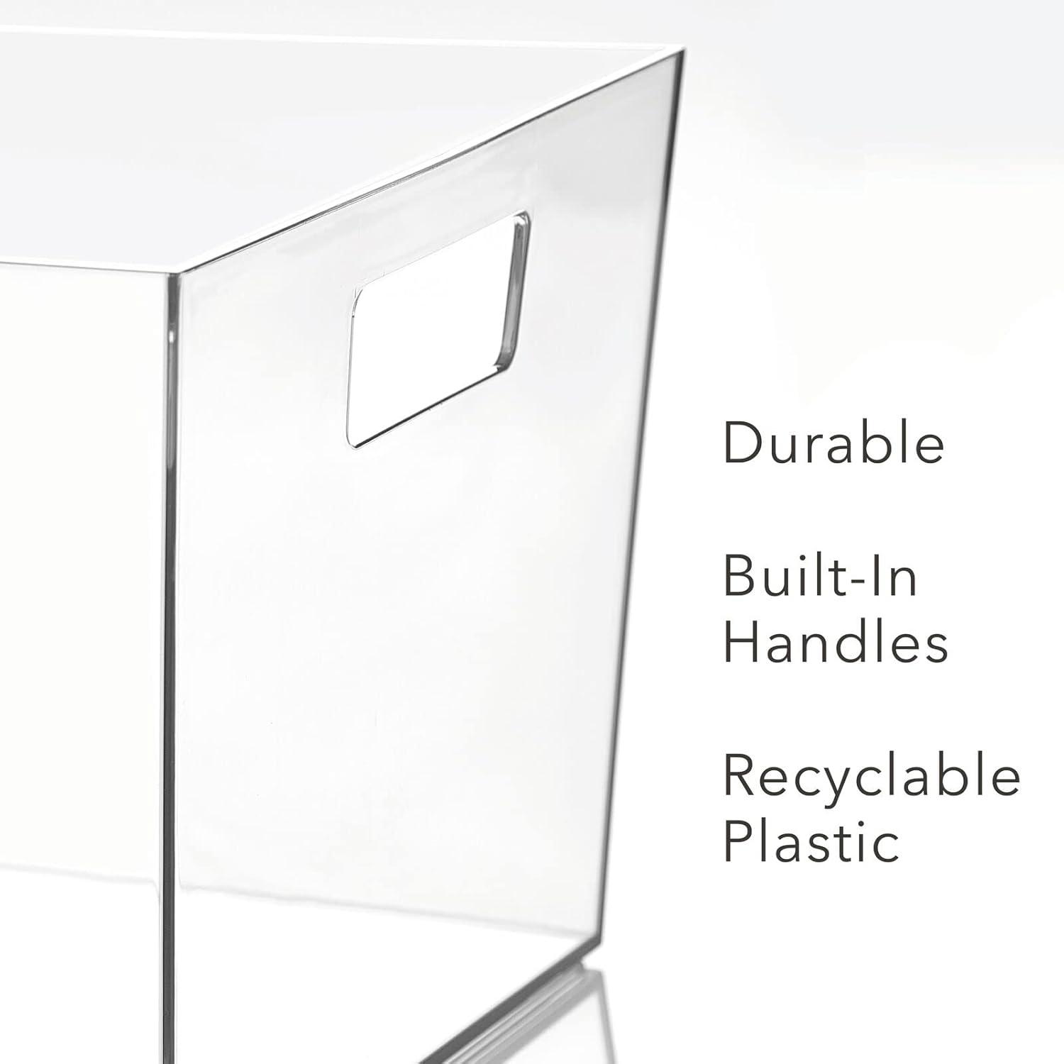 imageNate Home mDesign by Nate Berkus Wide Plastic Bin with Handles  Perfect Organizer for Kitchen Storage or Fridge and Pantry Organization from mDesign  Set of 4 Clear