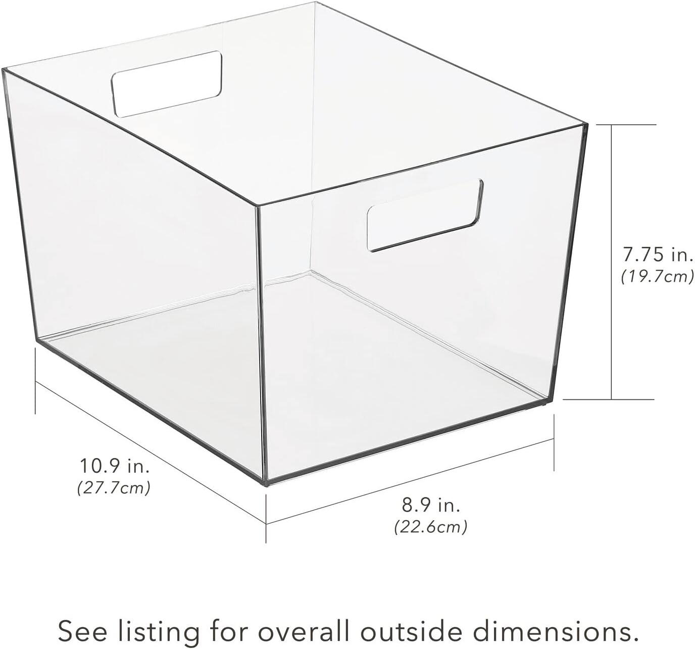 imageNate Home mDesign by Nate Berkus Wide Plastic Bin with Handles  Perfect Organizer for Kitchen Storage or Fridge and Pantry Organization from mDesign  Set of 4 Clear