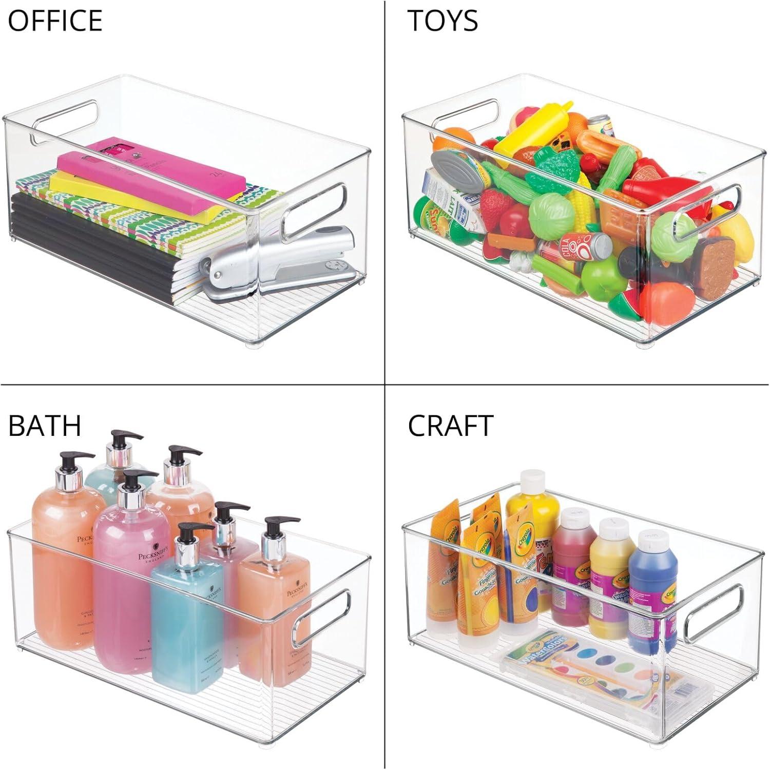 imagemDesign Deep Plastic Storage Organizer Container Bin Game and Comic Organization for Cabinet Cupboard Playroom Shelves or Closet  Holds Video Games Tablets DVDs Ligne Collection Clear
