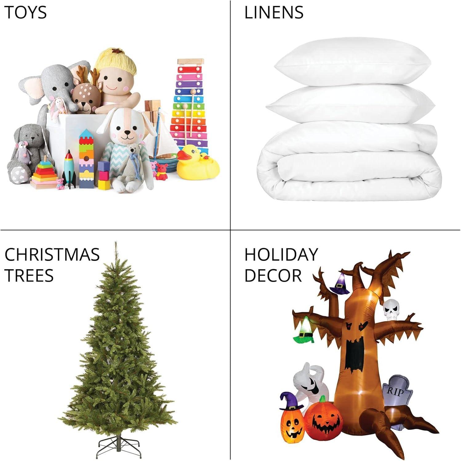 imagemDesign Extra Large Christmas Tree Storage Bag with Handles  Zippered Storage Tote  Durable Storage Container for Christmas Tree Wreaths Garland and Holiday Decor  Buffalo Plaid BlackWhite