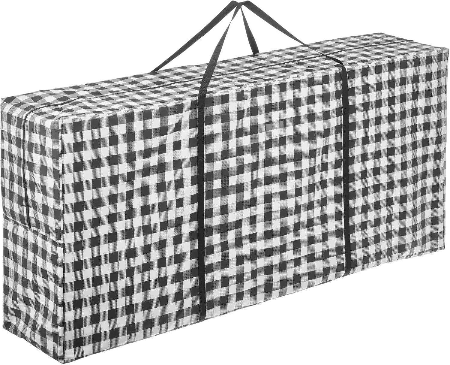 imagemDesign Extra Large Christmas Tree Storage Bag with Handles  Zippered Storage Tote  Durable Storage Container for Christmas Tree Wreaths Garland and Holiday Decor  Buffalo Plaid BlackWhite