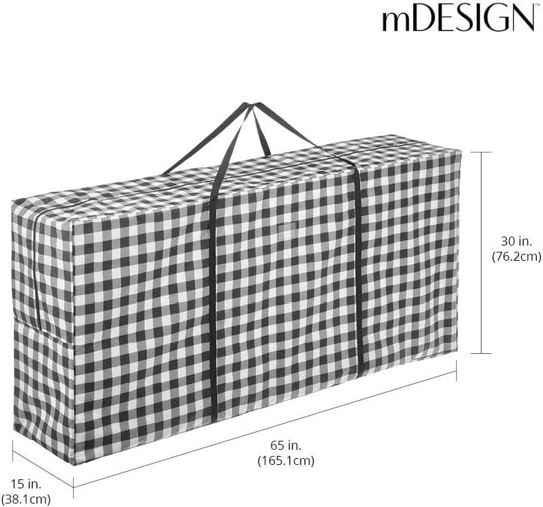 imagemDesign Extra Large Christmas Tree Storage Bag with Handles  Zippered Storage Tote  Durable Storage Container for Christmas Tree Wreaths Garland and Holiday Decor  Buffalo Plaid BlackWhite