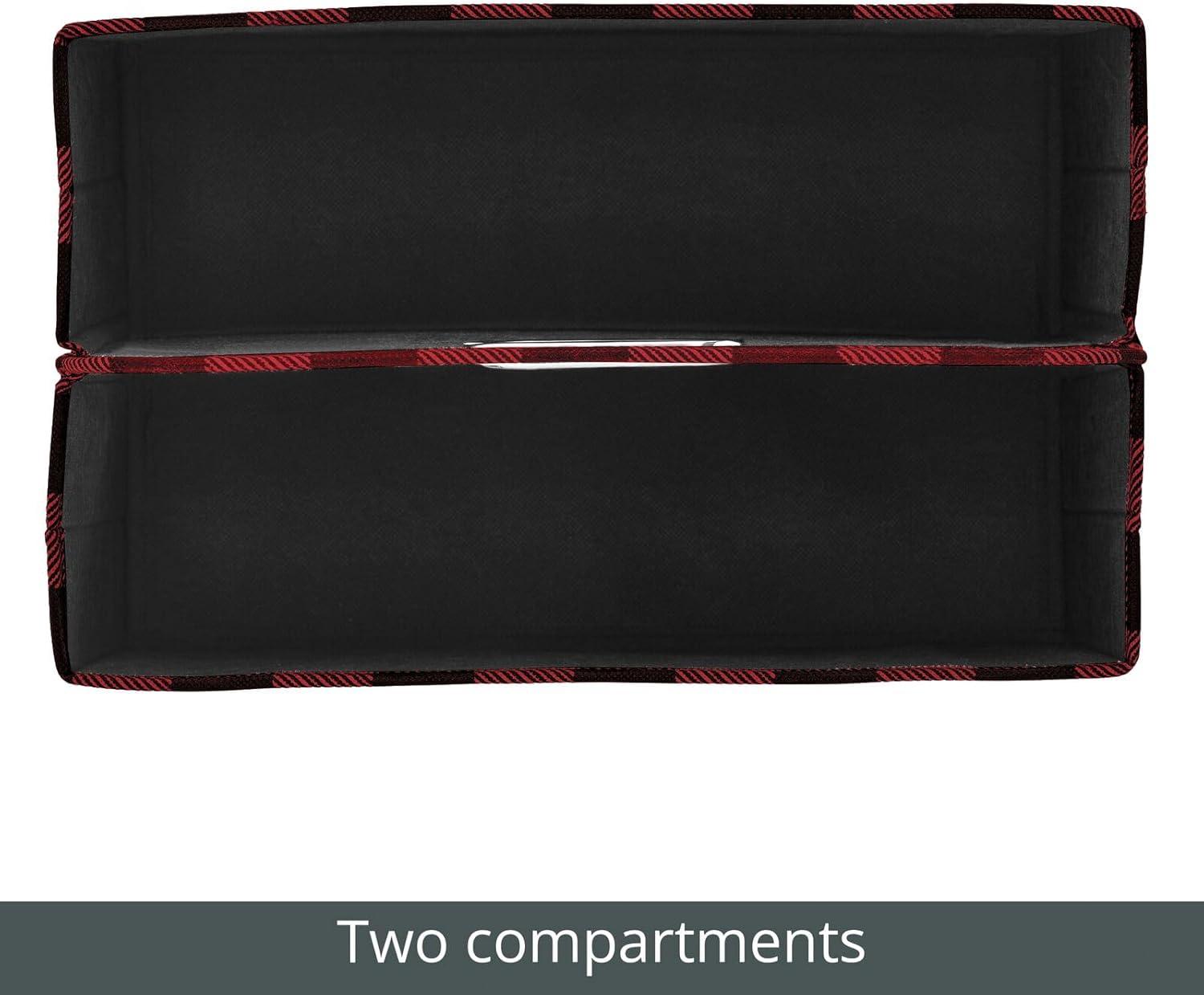 imagemDesign Holiday Storage Box for Gift Wrapping and Bows with Compartments and Handle  Christmas Organizer Tote for Ribbons  Divided Container for Crafts and Stationary  Buffalo Plaid RedBlack