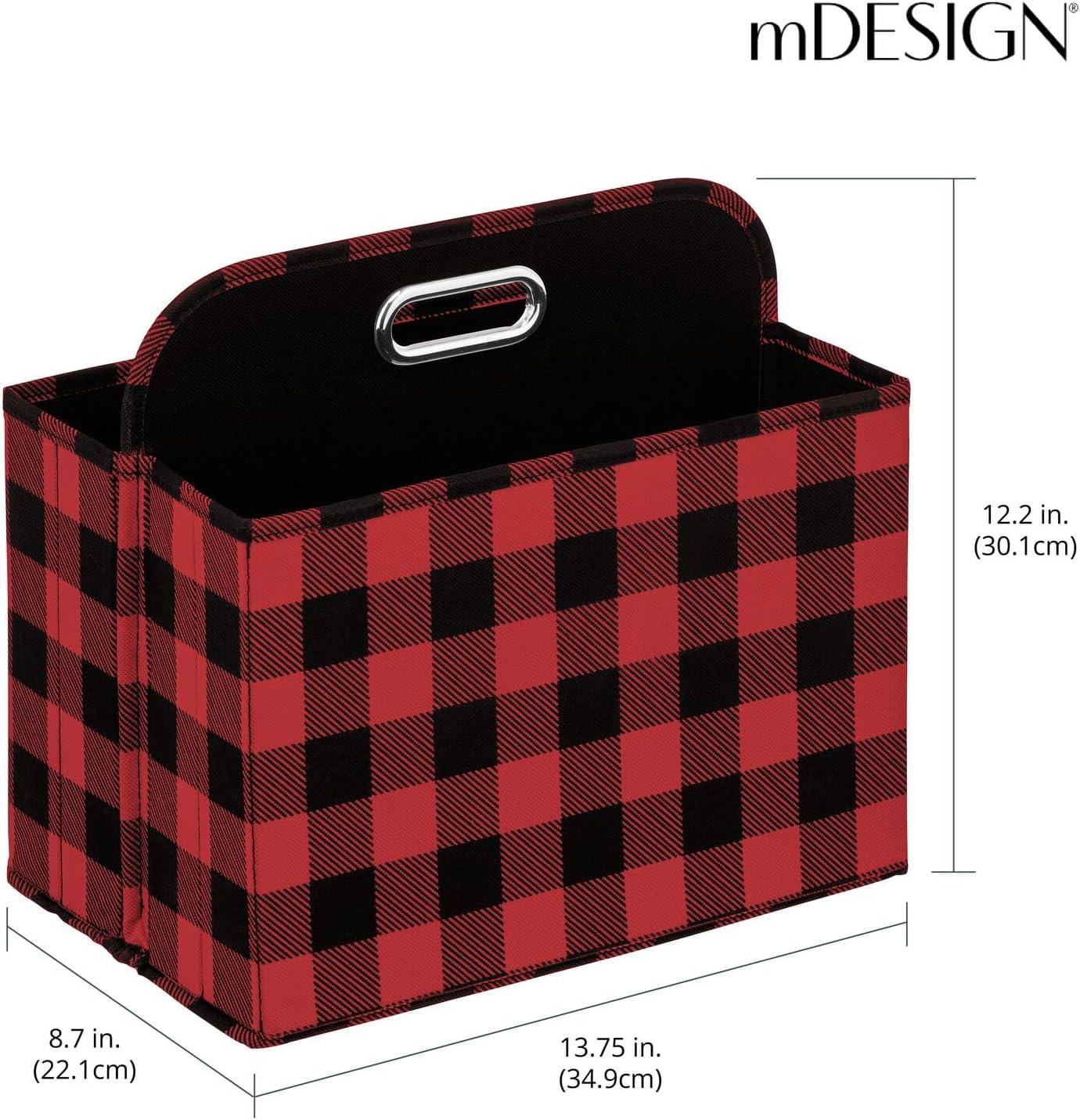 imagemDesign Holiday Storage Box for Gift Wrapping and Bows with Compartments and Handle  Christmas Organizer Tote for Ribbons  Divided Container for Crafts and Stationary  Buffalo Plaid RedBlack