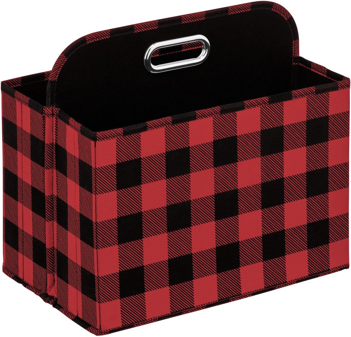 imagemDesign Holiday Storage Box for Gift Wrapping and Bows with Compartments and Handle  Christmas Organizer Tote for Ribbons  Divided Container for Crafts and Stationary  Buffalo Plaid RedBlack