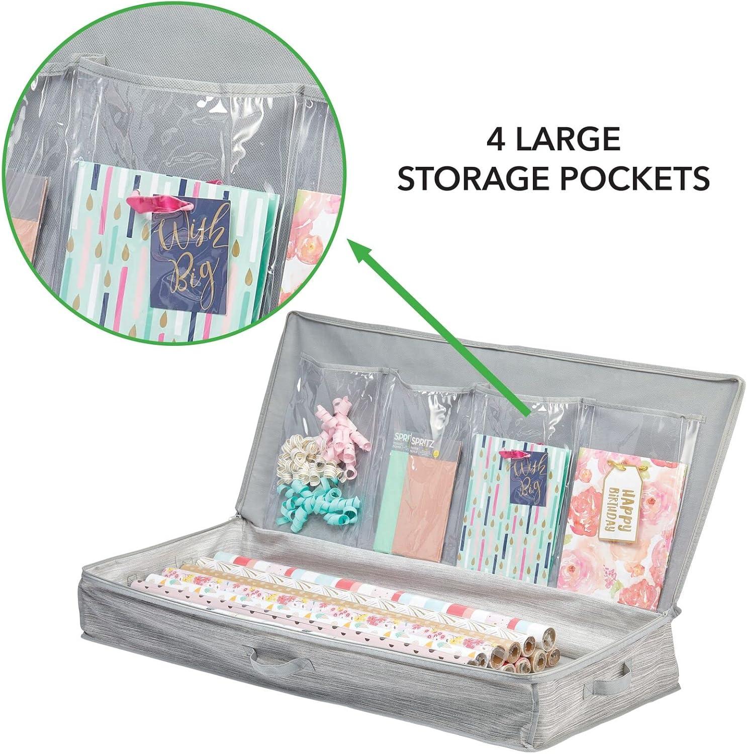imagemDesign Long Gift Wrapping Organizer with Handles  Wrapping Paper Holder for Christmas and Holiday Giftwrap  Zipper Closure Storage Bag Container  TaupeTan
