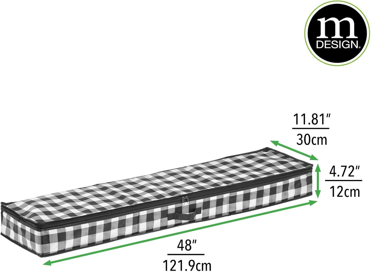 imagemDesign Long GiftWrapping Paper Storage Bag with Handles Holder for Christmas and Holiday Organizer Container Box  Zipper Lid for Rolls of Wrap Under Bed Storage Totes Buffalo Plaid BlackWhite