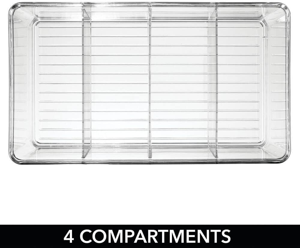 imagemDesign Plastic 4 Compartment Craft Organizer  Storage Container Bin for Sewing Notions Thread Crafts Beads Art and Hobby Items  Sewing Supplies Organizer  Ligne Collection  2 Pack  Clear