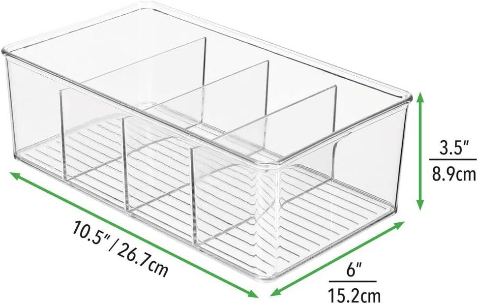 imagemDesign Plastic 4 Compartment Craft Organizer  Storage Container Bin for Sewing Notions Thread Crafts Beads Art and Hobby Items  Sewing Supplies Organizer  Ligne Collection  2 Pack  Clear