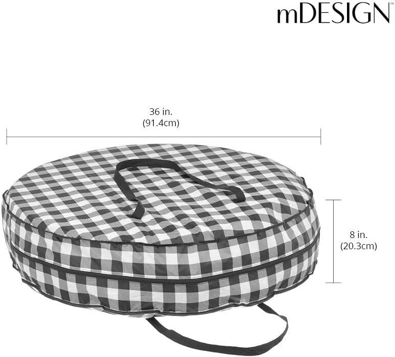 imagemDesign Round 36quot Wreath Storage Container with Handles Fabric Christmas Wreath Storage Bag Protector Garland Storage Bag Container Holiday Decoration Organizer 2 Pack Buffalo Plaid BlackWhite