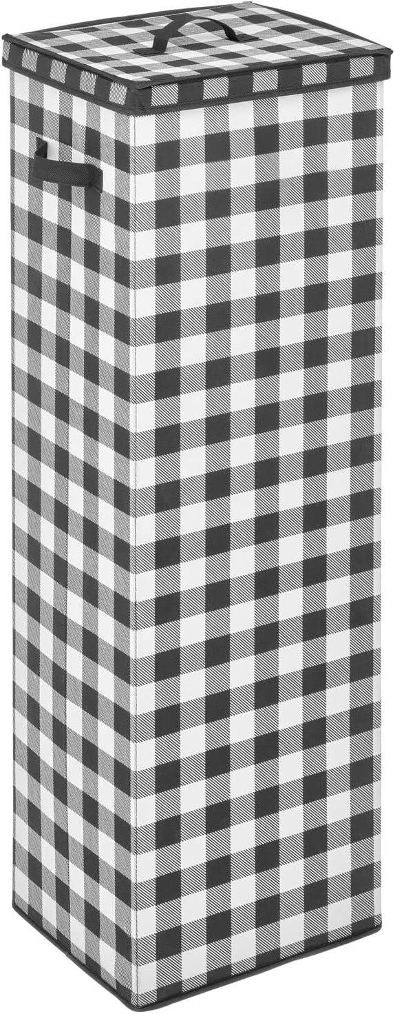 imagemDesign Tall GiftWrap Storage Box with Handles  Upright Wrap Storage Organizer  Buffalo Plaid BlackWhite  118 x 138 x 41