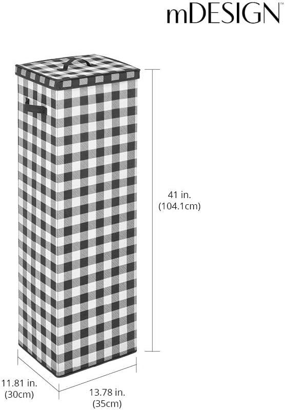 imagemDesign Tall GiftWrap Storage Box with Handles  Upright Wrap Storage Organizer  Buffalo Plaid BlackWhite  118 x 138 x 41