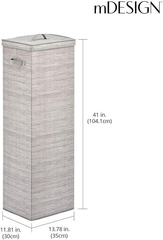 imagemDesign Tall GiftWrapping Paper Storage Box with Handles Holder for Christmas and Holiday Organizer Container  Removable Lid for Rolls of Wrap Inside Closet Storage Totes Stripe TaupeTan