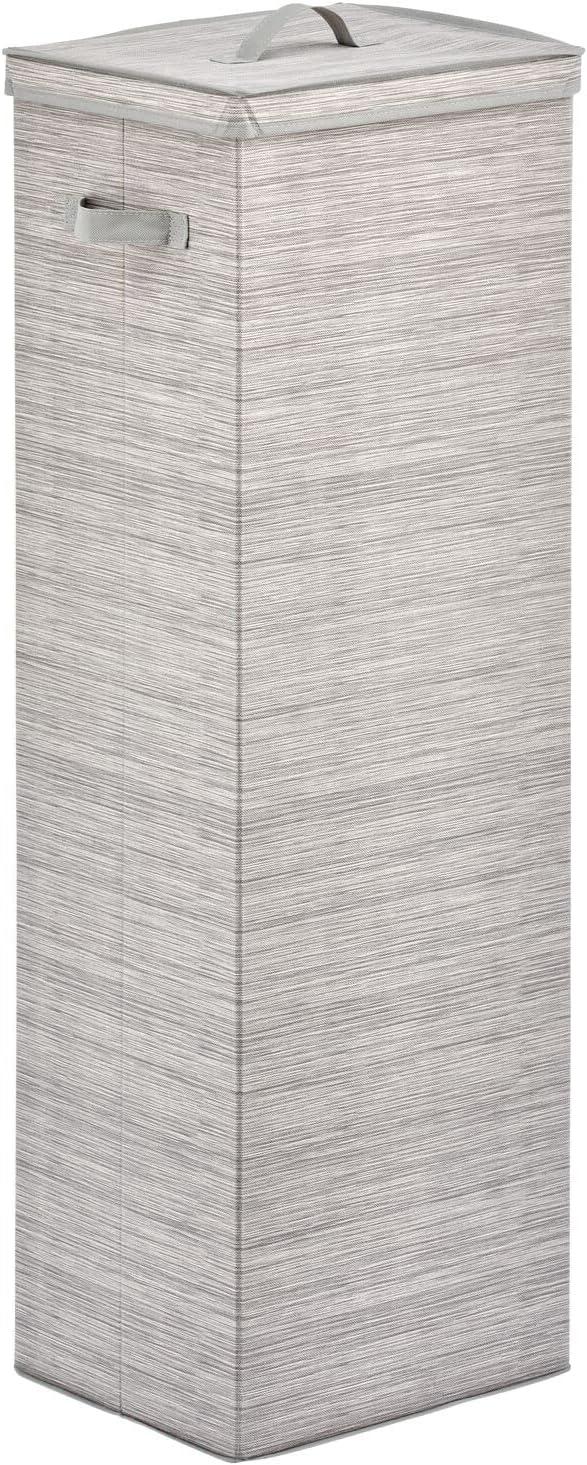 imagemDesign Tall GiftWrapping Paper Storage Box with Handles Holder for Christmas and Holiday Organizer Container  Removable Lid for Rolls of Wrap Inside Closet Storage Totes Stripe TaupeTan