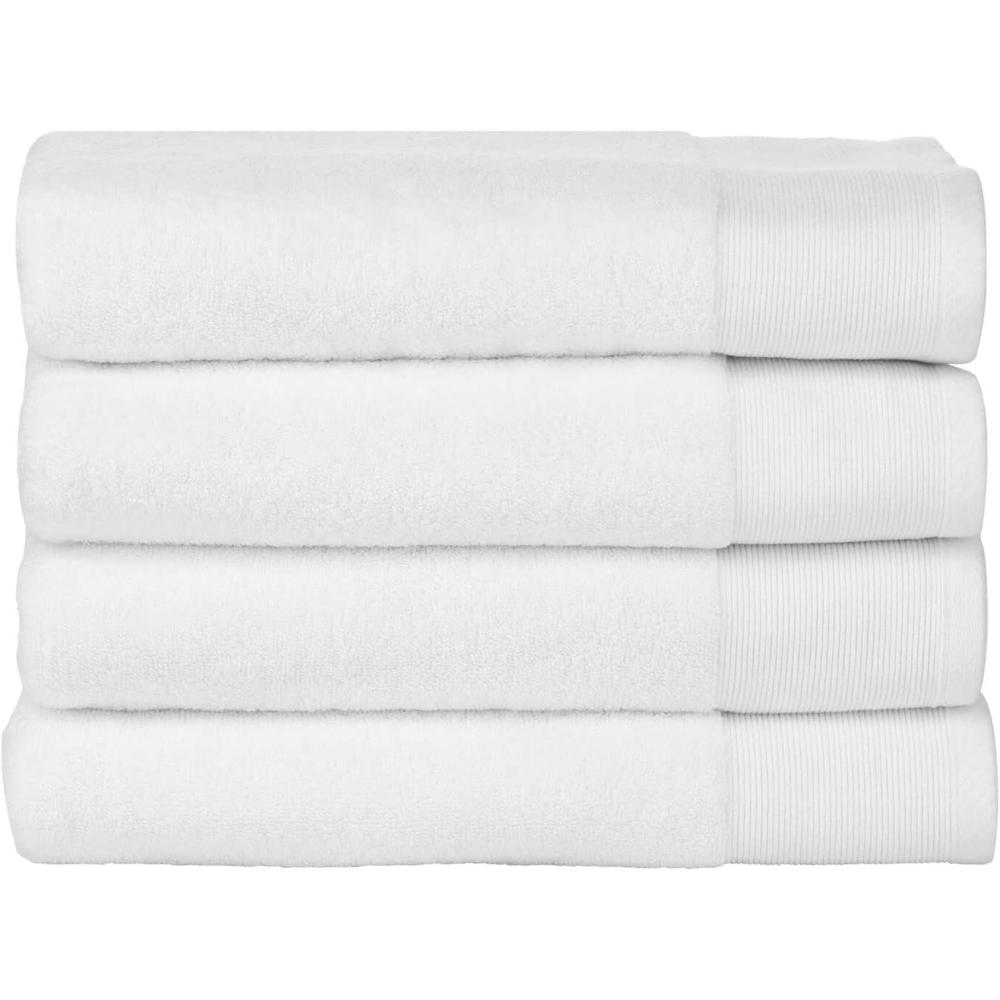 imageNate Home by Nate Berkus 100 Cotton Terry 4Piece Bath Towel Set  608 GSM Ultra Soft Thick and Absorbent Towels for Bathroom from mDesign  Set of 4 Snow White