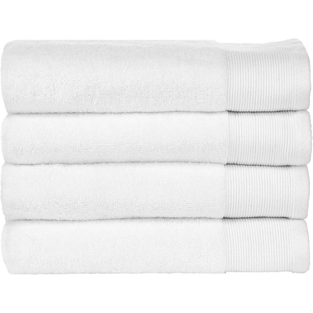 imageNate Home by Nate Berkus 100 Cotton Terry 4Piece Hand Towel Set  608 GSM Ultra Soft Thick and Absorbent Towels for Bathroom from mDesign  Set of 4 Snow White