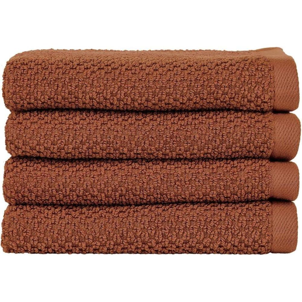 imageNate Home by Nate Berkus 100 Cotton Textured Rice Weave Bath Towel Set of 4  Soft and Absorbent Solid Bathroom Towels from mDesign  Set of 4 Sienna Brown